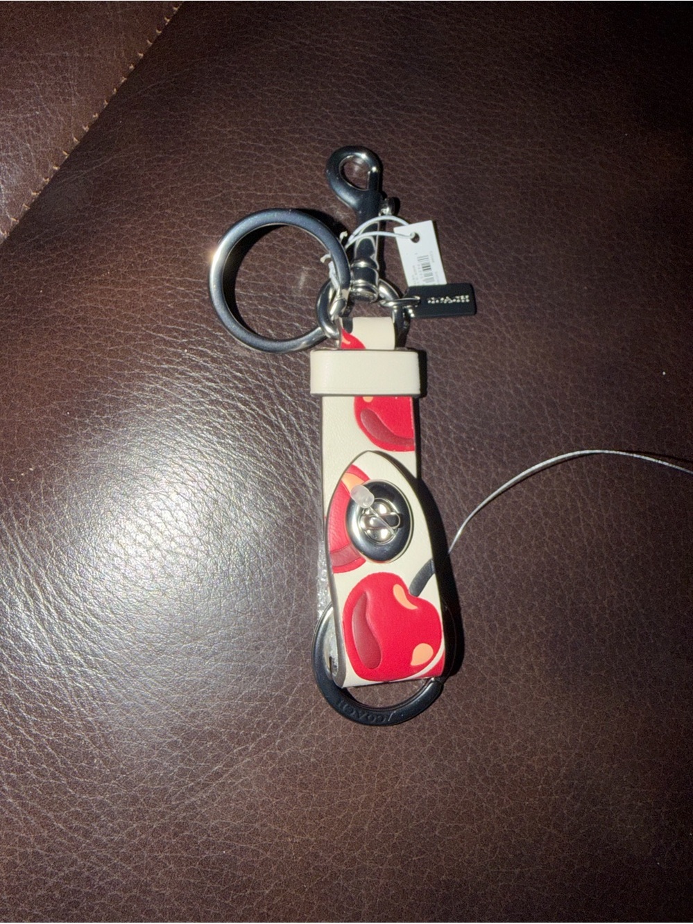 Coach Trigger Snap Bag Charm with Cherry Print